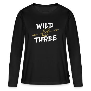 Troisième anniversaire garçon de 3 ans - T-shirt manches longues Premium bio Femme - noir - Devant - Julia (174cm)