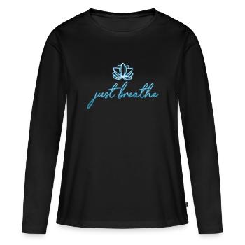 méditation - T-shirt manches longues Premium bio Femme - noir - Devant - Julia (174cm)