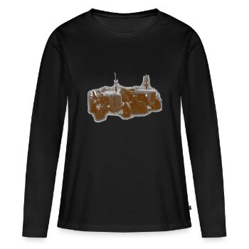 Tracteurs vintage orange rouille - T-shirt manches longues Premium bio Femme - noir - Devant - Julia (174cm)