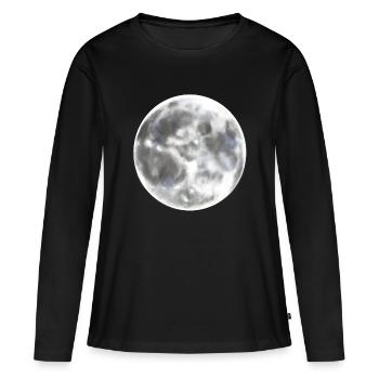 Nuit de pleine lune lune - T-shirt manches longues Premium bio Femme - noir - Devant - Julia (174cm)