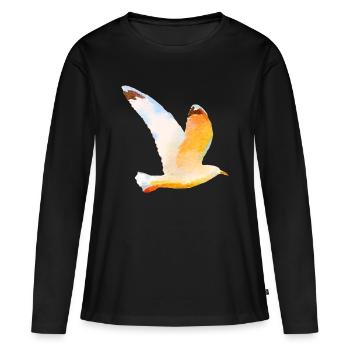 Moewe im Flug Vogel Urlaub - Frauen Premium Bio Langarmshirt - Schwarz - Vorne - Julia (174cm)
