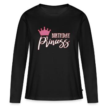 Joyeux anniversaire - T-shirt manches longues Premium bio Femme - noir - Devant - Julia (174cm)