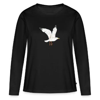 fliegende moewe vogel - Frauen Premium Bio Langarmshirt - Schwarz - Vorne - Julia (174cm)