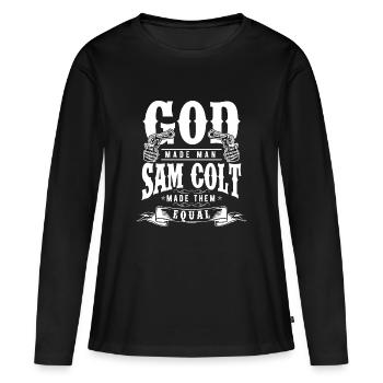 Revolver Art surréaliste - T-shirt manches longues Premium bio Femme - noir - Devant - Julia (174cm)