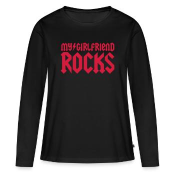 My girlfriend rocks - T-shirt manches longues Premium bio Femme - noir - Devant - Julia (174cm)