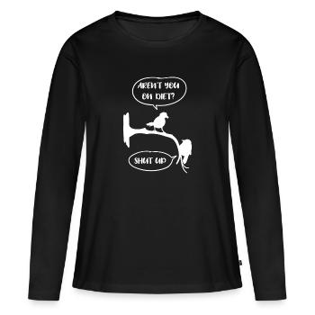 Diet Fat Poids épais Poids corporel Énonciation drôle - T-shirt manches longues Premium bio Femme - noir - Devant - Julia (174cm)