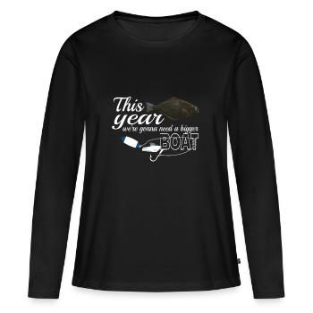 Pêcheur flétan en Norvège / Island bigger boat - T-shirt manches longues Premium bio Femme - noir - Devant - Julia (174cm)