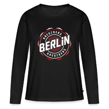Berlin Kreuzberg - T-shirt manches longues Premium bio Femme - noir - Devant - Julia (174cm)