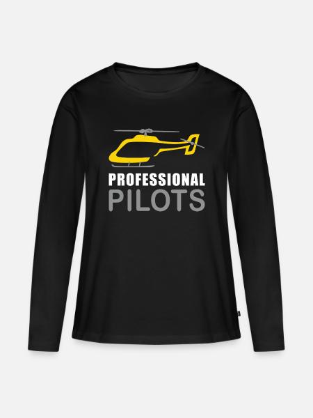 Hubschrauberlogo: Profipiloten - Frauen Premium Bio Langarmshirt - Schwarz