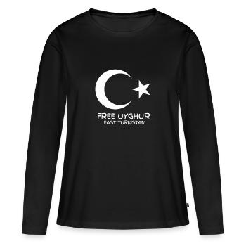 FREE UYGHUR - East Turkistan - Frauen Premium Bio Langarmshirt - Schwarz - Vorne - Julia (174cm)