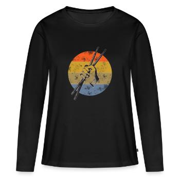 Drums Sticks Schlagzeugspieler - Frauen Premium Bio Langarmshirt - Schwarz - Vorne - Julia (174cm)