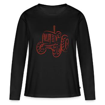 Conception de la silhouette d’un tracteur rustique - T-shirt manches longues Premium bio Femme - noir - Devant - Julia (174cm)