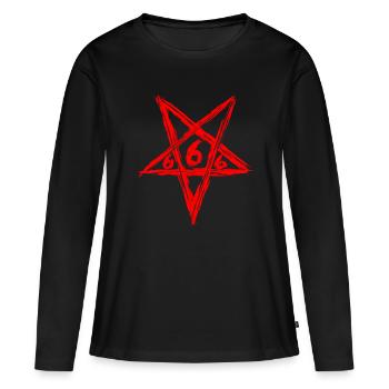 Pentagram 666 - T-shirt manches longues Premium bio Femme - noir - Devant - Julia (174cm)