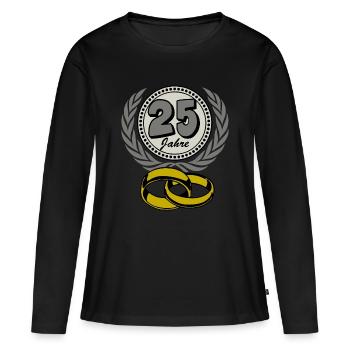 Noces d’argent ,25 ans , Mariage ,Anniversaire de mariage,(25) - T-shirt manches longues Premium bio Femme - noir - Devant - Julia (174cm)