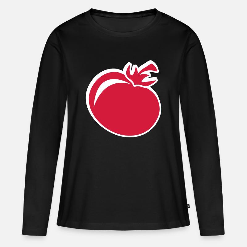 Rote Tomate - Frauen Premium Bio Langarmshirt - Schwarz