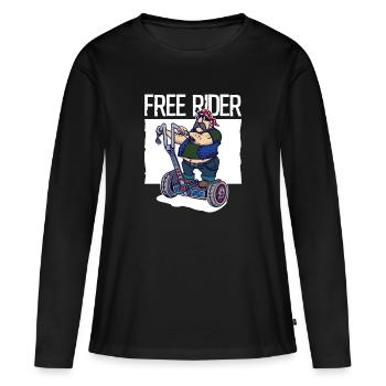 Motos moto liberté indépendance drôle - T-shirt manches longues Premium bio Femme - noir - Devant - Julia (174cm)