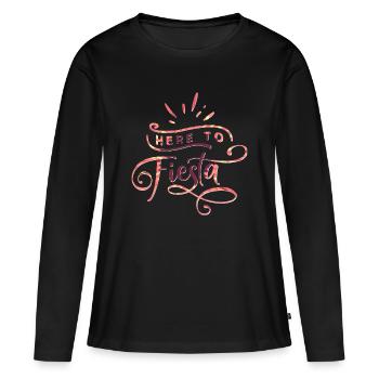 HERE TO FIESTA - T-shirt manches longues Premium bio Femme - noir - Devant - Julia (174cm)