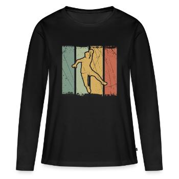 Rebond de handball en blocs couleur - T-shirt manches longues Premium bio Femme - noir - Devant - Julia (174cm)