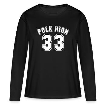 Polk High 33 Football College shirt drôle - T-shirt manches longues Premium bio Femme - noir - Devant - Julia (174cm)