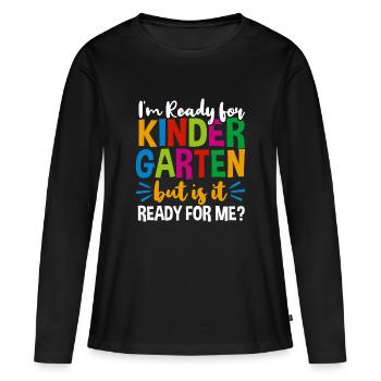 Kindergarten - Frauen Premium Bio Langarmshirt - Schwarz - Vorne - Julia (174cm)