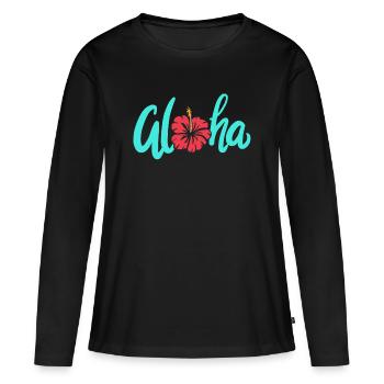 Aloha - T-shirt manches longues Premium bio Femme - noir - Devant - Julia (174cm)