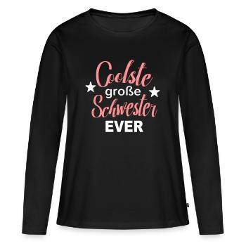 Coolste große Schwester cooles Geschenk Bruder - Frauen Premium Bio Langarmshirt - Schwarz - Vorne - Julia (174cm)