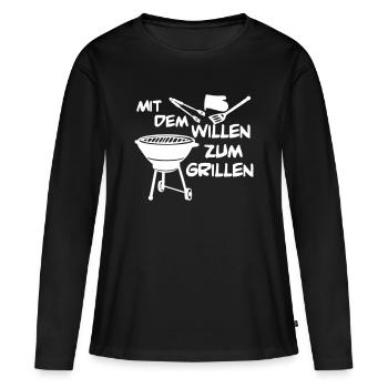 Avec la volonté de griller... - T-shirt manches longues Premium bio Femme - noir - Devant - Julia (174cm)