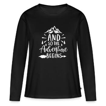 Et donc l'aventure commence - T-shirt manches longues Premium bio Femme - noir - Devant - Julia (174cm)