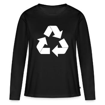 Recyclage - T-shirt manches longues Premium bio Femme - noir - Devant - Julia (174cm)