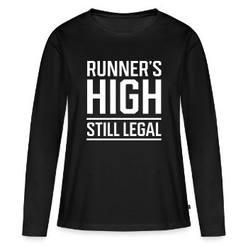 Runner's High - Toujours légal - T-shirt manches longues Premium bio Femme - noir - Devant - Julia (174cm)