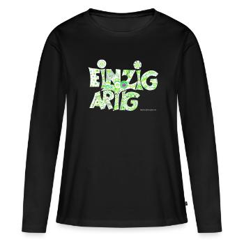 Einzigartig - Frauen Premium Bio Langarmshirt - Schwarz - Vorne - Julia (174cm)