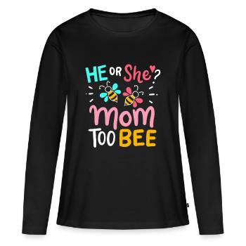 Gender Reveal Baby Shower - T-shirt manches longues Premium bio Femme - noir - Devant - Julia (174cm)