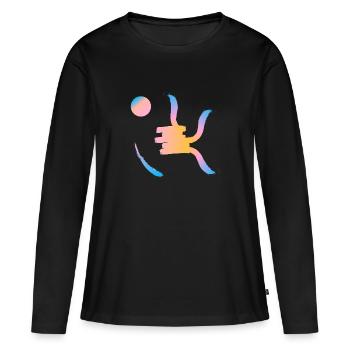 Soleil couchant sur symbole chinois - T-shirt manches longues Premium bio Femme - noir - Devant - Julia (174cm)