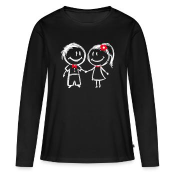 Pärchen Liebe Beziehung Romantik Valentinstag - Frauen Premium Bio Langarmshirt - Schwarz - Vorne - Julia (174cm)