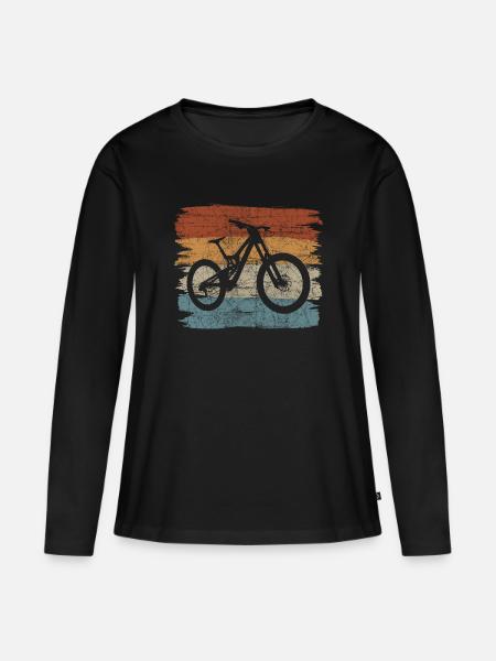 Retro Sunset Fahrrad-Silhouette - Frauen Premium Bio Langarmshirt - Schwarz