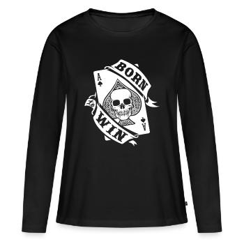 GEBOREN UM ZU GEWINNEN - Frauen Premium Bio Langarmshirt - Schwarz - Vorne - Julia (174cm)