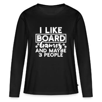 Jeux de société Jeux de société - T-shirt manches longues Premium bio Femme - noir - Devant - Julia (174cm)