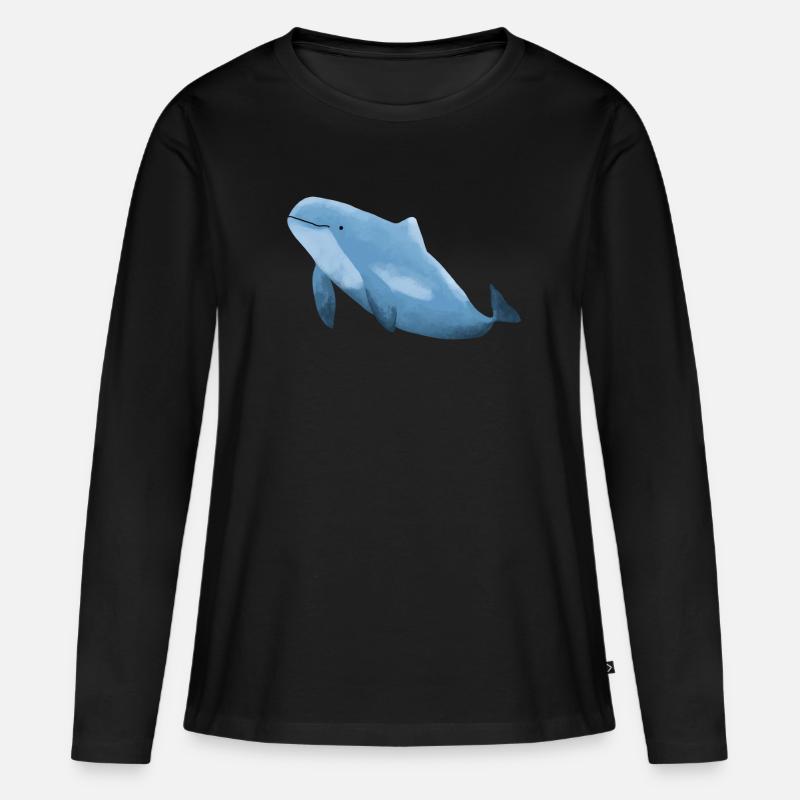 Schweinswal - Frauen Premium Bio Langarmshirt - Schwarz