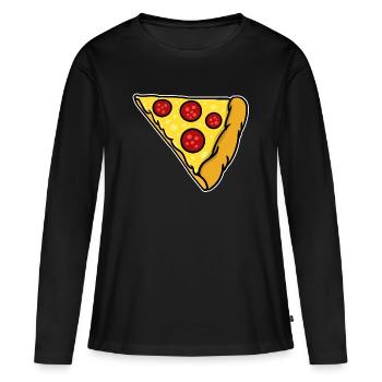 Look partenaire | Pizza amour couple couple drôle - T-shirt manches longues Premium bio Femme - noir - Devant - Julia (174cm)