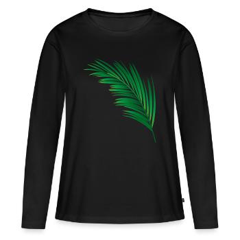 une feuille de palmiers vert unique - T-shirt manches longues Premium bio Femme - noir - Devant - Julia (174cm)
