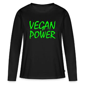 Puissance végétalienne - T-shirt manches longues Premium bio Femme - noir - Devant - Julia (174cm)