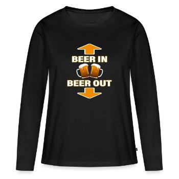 BEER IN - BEER OUT - Frauen Premium Bio Langarmshirt - Schwarz - Vorne - Julia (174cm)
