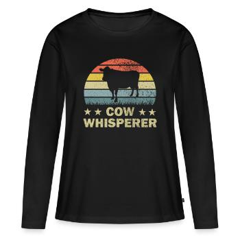 Vache Vaches - T-shirt manches longues Premium bio Femme - noir - Devant - Julia (174cm)