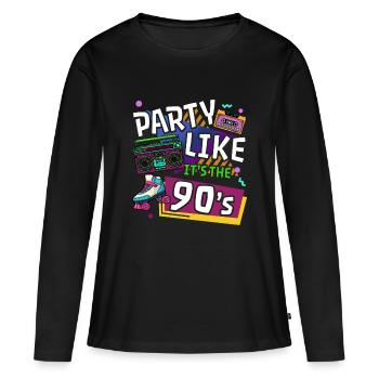 90iger Neunziger Jahrgang - Frauen Premium Bio Langarmshirt - Schwarz - Vorne - Julia (174cm)