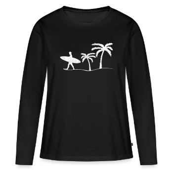 Surfer Surfen - Frauen Premium Bio Langarmshirt - Schwarz - Vorne - Julia (174cm)