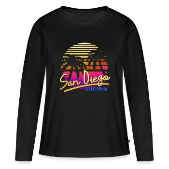 San Diego - T-shirt manches longues Premium bio Femme - noir - Devant - Julia (174cm)