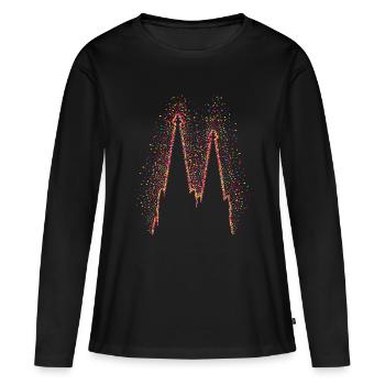 Confettis de la cathédrale de Cologne dans le coeur coeur de carnaval Cologne - T-shirt manches longues Premium bio Femme - noir - Devant - Julia (174cm)