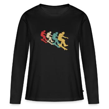Skateboard Skateboarder Skateboard Rétro - T-shirt manches longues Premium bio Femme - noir - Devant - Julia (174cm)
