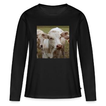 Affiche vache - T-shirt manches longues Premium bio Femme - noir - Devant - Julia (174cm)