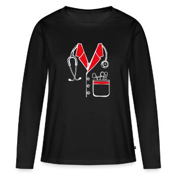 Médecin Médecin médecin spécialiste médecin de famille Médecin de famille Urgences - T-shirt manches longues Premium bio Femme - noir - Devant - Julia (174cm)